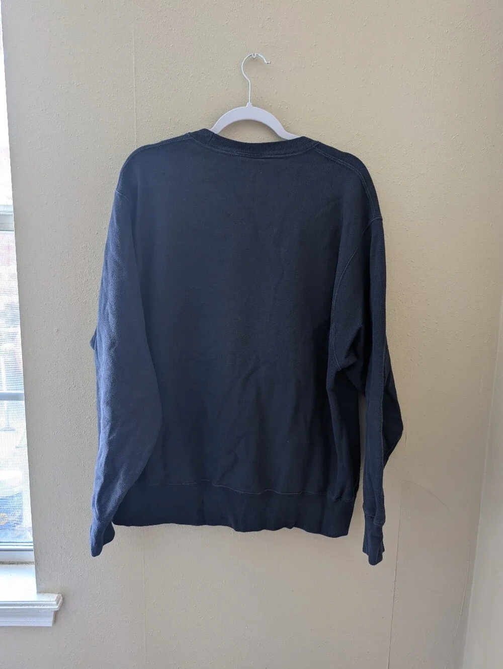 Champion Men's Navy Crewneck Sweatshirt with Bold Red-Gold Logo